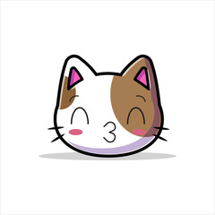 cute cat cartoon illustration with a kissing expression