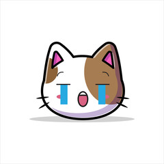 cute cat cartoon illustration with a cry expression