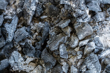 バーベキューで燃え切ったすみの写真　日本