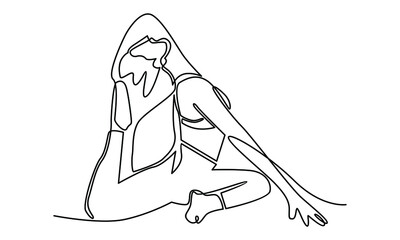 Continue line of woman doing yoga sport
