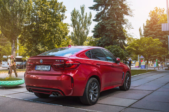 Kherson, Ukraine - June 2018. BMW X6M F86 in a beautiful red color.