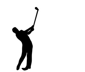 ゴルフを楽しむ人のシルエット