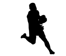 走るラグビー選手のシルエット