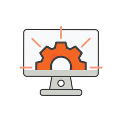 computer with setting gear icon. setting  illustration. Flat vector icon. can use for, icon design element,ui, web, mobile app.