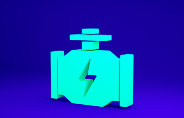 Green Check engine icon isolated on blue background. Minimalism concept. 3d illustration 3D render.