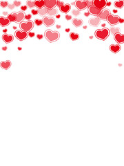 Beautiful red hearts falling vector illustration.