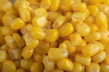 Pile of canned sweet corn seeds