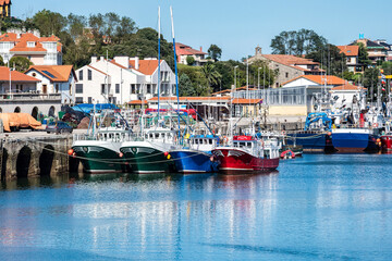 View of san vicente de la barquera traditional village at cantabria, spain