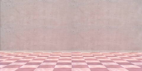 Terracotta floor tiles red pink color and empty wall background