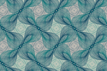 Organic lines geometric shapes optical illusion seamless pattern.