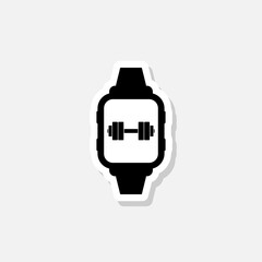 Fitness watch sticker icon isolated on white background