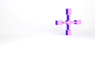 Fototapeta premium Purple Wheel wrench icon isolated on white background. Wheel brace. Minimalism concept. 3d illustration 3D render.
