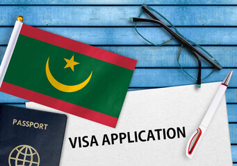Visa application form and flag of Mauritania
