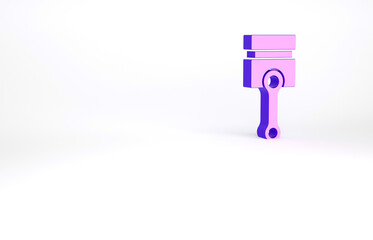 Purple Engine piston icon isolated on white background. Car engine piston sign. Minimalism concept. 3d illustration 3D render.