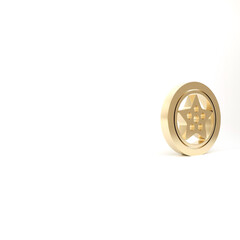 Gold Car wheel icon isolated on white background. 3d illustration 3D render.
