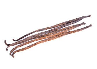 Vanilla Sticks (Fruits) Isolated on White. Full Field of Depth.