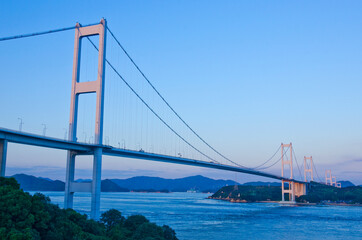 Kurushima kaikyo bridge in Imabari, Ehime prefecture, Shikoku, Japan.