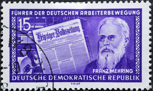 A Portrait Of The Writer And Politician Franz Mehring, Front Page Of The Leipziger Volkszeitung Text: Leader Of The German Labor Movement