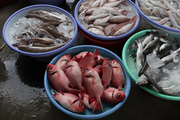 Colorful goods at a small market in Vietnam.