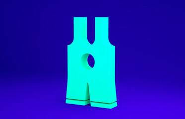 Green Wrestling singlet icon isolated on blue background. Wrestling tricot. Minimalism concept. 3d illustration 3D render.