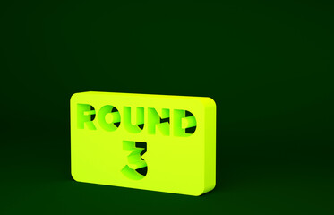 Yellow Boxing ring board icon isolated on green background. Minimalism concept. 3d illustration 3D render.