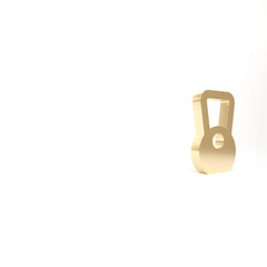 Gold Kettlebell icon isolated on white background. Sport equipment. 3d illustration 3D render.