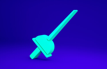 Green Fencing icon isolated on blue background. Sport equipment. Minimalism concept. 3d illustration 3D render.