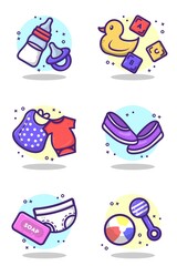 baby collection supplies cartoon illustration