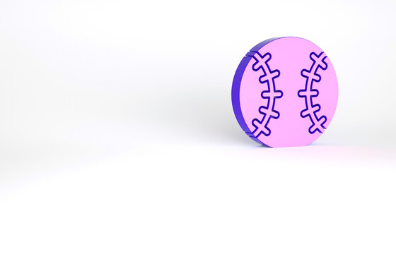 Purple Baseball ball icon isolated on white background. Minimalism concept. 3d illustration 3D render.