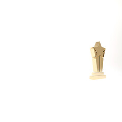 Gold Award cup icon isolated on white background. Winner trophy symbol. Championship or competition trophy. Sports achievement sign. 3d illustration 3D render.