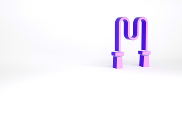 Purple Jump rope icon isolated on white background. Skipping rope. Sport equipment. Minimalism concept. 3d illustration 3D render.