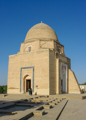 Vertical view of landmark medieval Rukhabad mausoleum built under Amir Timur or Tamerlane in UNESCO...