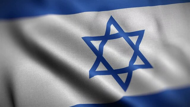 Angled view of the Israeli Flag flapping in HD.