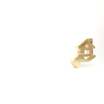 Gold Realtor icon isolated on white background. Buying house. 3d illustration 3D render.