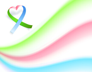 Symbol of rare disease, realistic ribbon heart shaped. Poster template background for awareness day on 28 february, vector illustration.