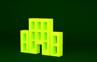 Yellow House icon isolated on green background. Home symbol. Minimalism concept. 3d illustration 3D render.