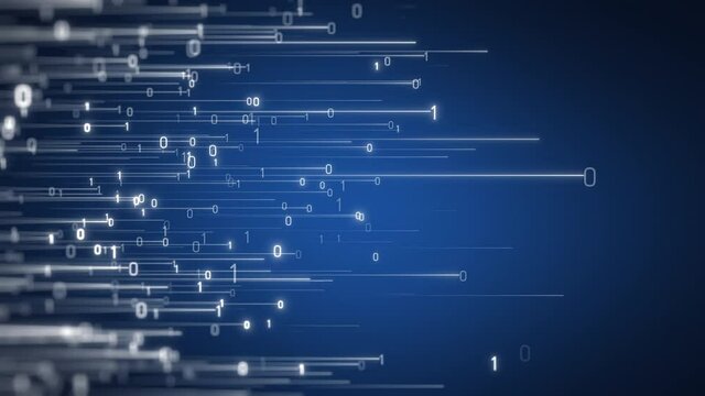 Blue Binary Data Lines Animation Loop