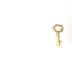 Gold House key icon isolated on white background. 3d illustration 3D render.