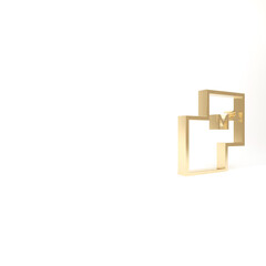 Gold House plan icon isolated on white background. 3d illustration 3D render.