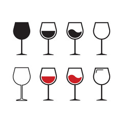 Wine glass icon set