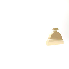 Gold Hotel service bell icon isolated on white background. Reception bell. 3d illustration 3D render.