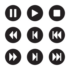 Media player black vector buttons