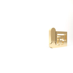 Gold House plan icon isolated on white background. 3d illustration 3D render.