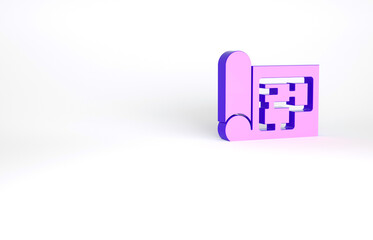 Purple House plan icon isolated on white background. Minimalism concept. 3d illustration 3D render.