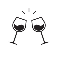 Glasses clink icon. simple glasses clink vector icon on white background