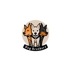 Vector Logo Illustration Dog Simple Mascot Style.