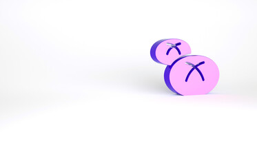 Purple Bread loaf icon isolated on white background. Minimalism concept. 3d illustration 3D render.