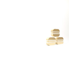 Gold Macaron cookie icon isolated on white background. Macaroon sweet bakery. 3d illustration 3D render.