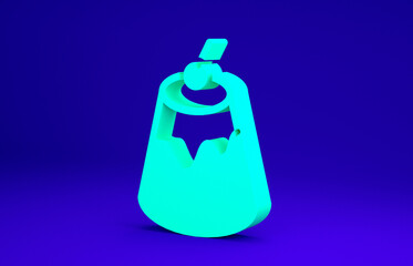 Green Pudding custard with caramel glaze icon isolated on blue background. Minimalism concept. 3d illustration 3D render.