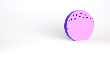 Purple Donut with sweet glaze icon isolated on white background. Minimalism concept. 3d illustration 3D render.